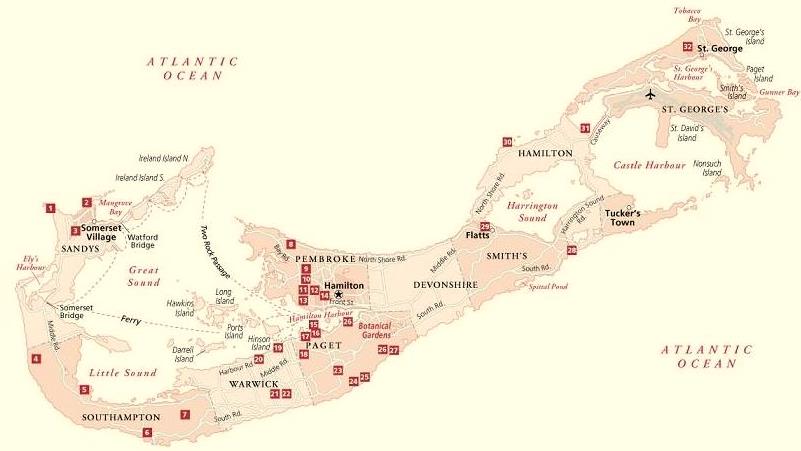 Bermuda map of hotels